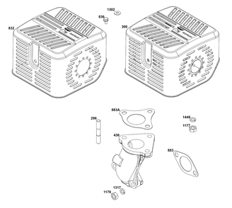 Exhaust Group Diagram and Parts List for 25V337-0016-F1  Briggs and Stratton Engine
